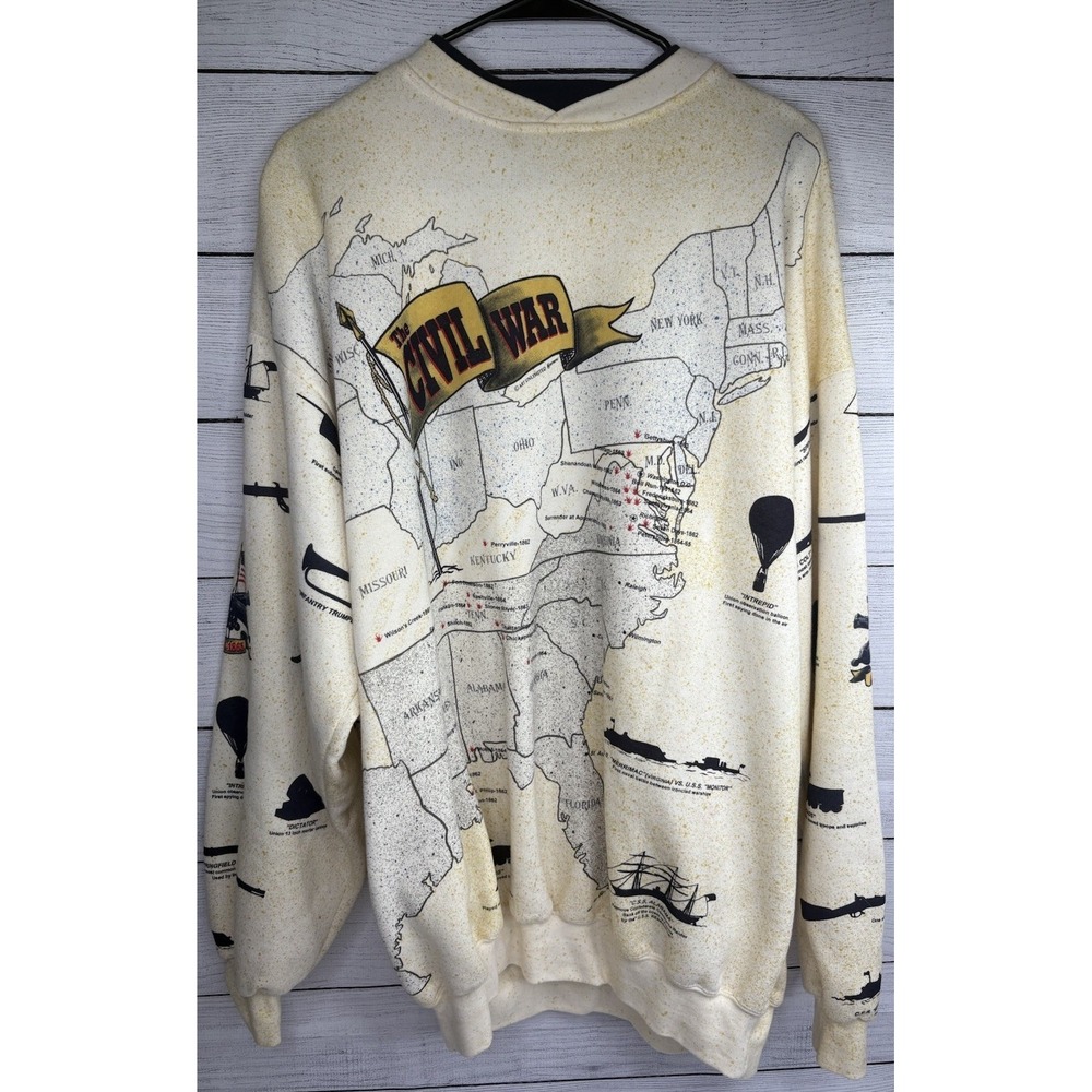 Vintage Civil War Sweatshirt Art Unlimited All Over Print Graphic Made In USA L